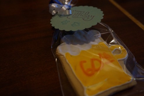60th Birthday Beer Cookie favors (made by my talented cousin, Kristi)