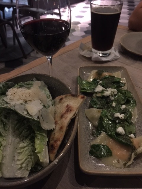 Mmmm appetizer and salad... with wine, of course!